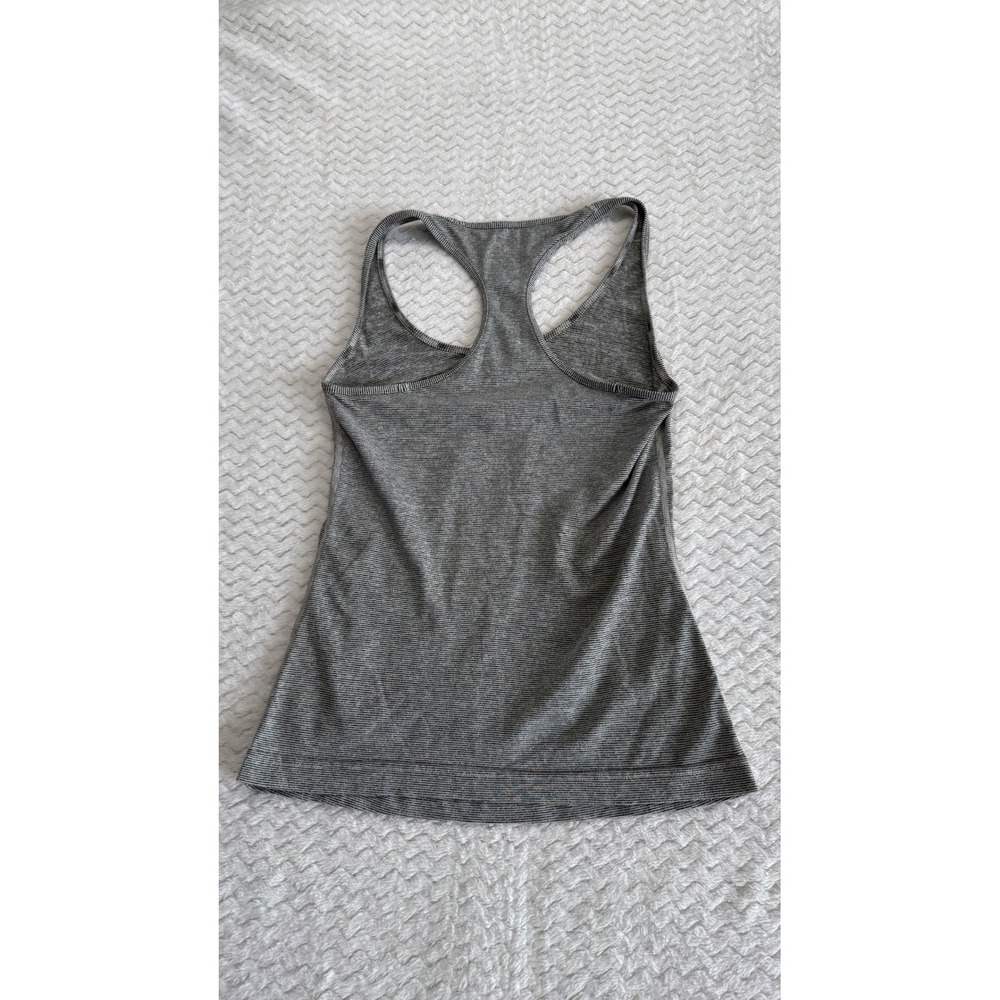 Lululemon Womens Racerback Tank Top Heathered Grey Black Striped Activewear 4311